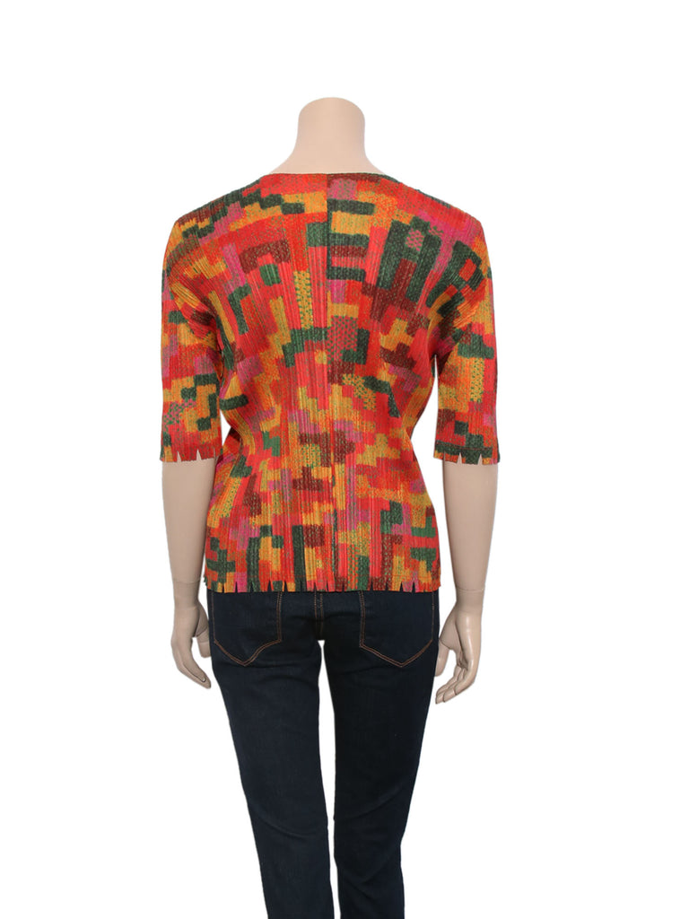 Pleats Please Issey Miyake Pleated Printed Top