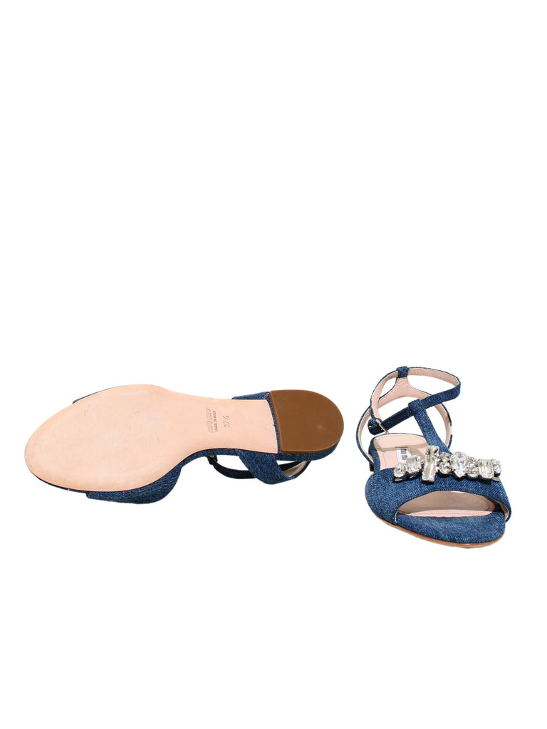 Miu Miu Embellished Denim Sandals