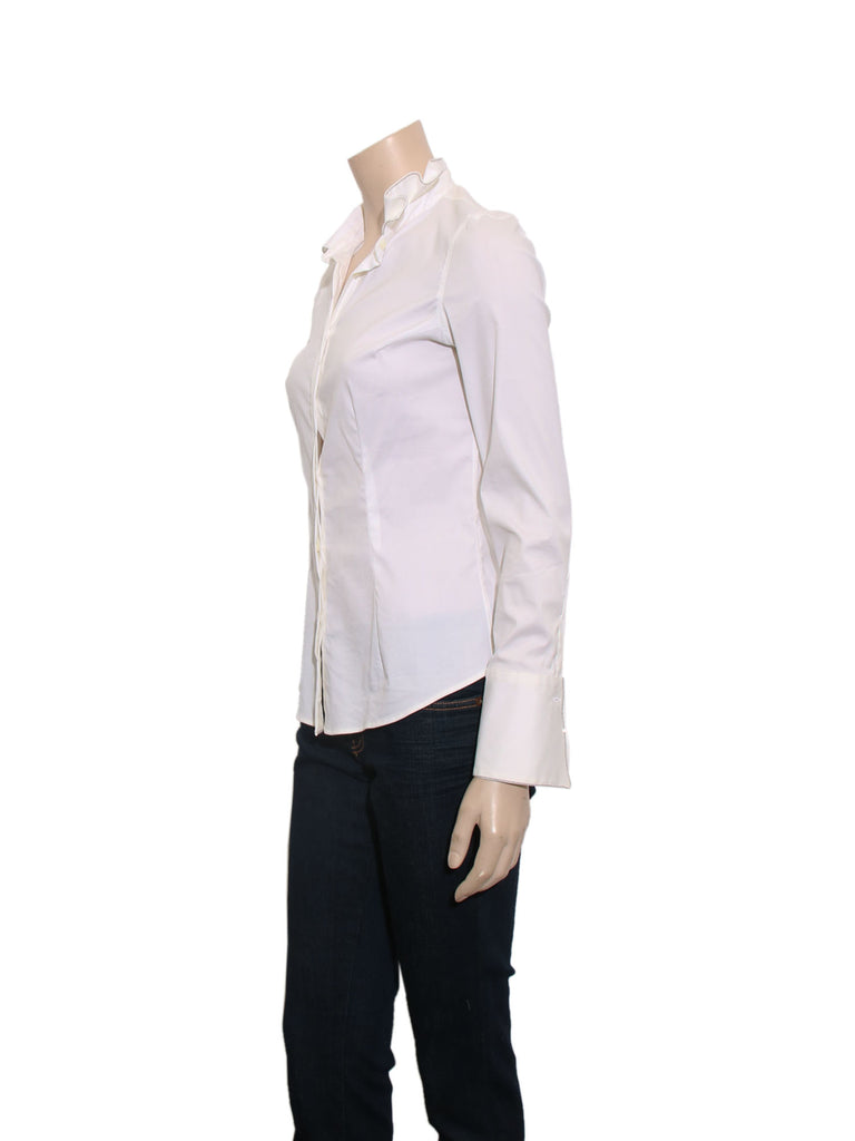 Brunello Cucinelli Monili-Trimmed Collar Shirt