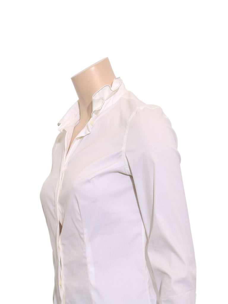 Brunello Cucinelli Monili-Trimmed Collar Shirt