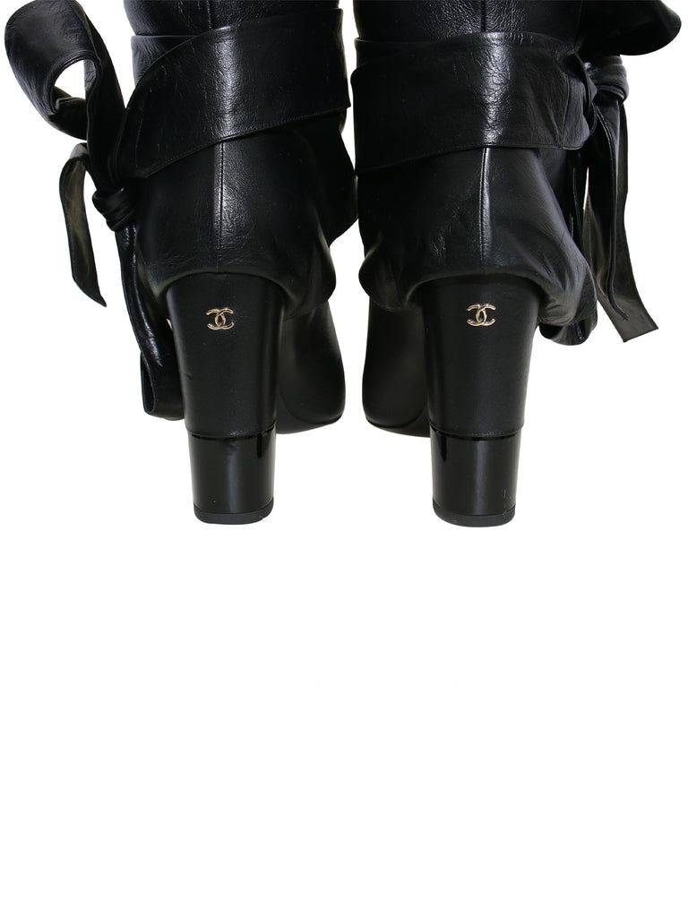 Chanel Leather Bow Boots
