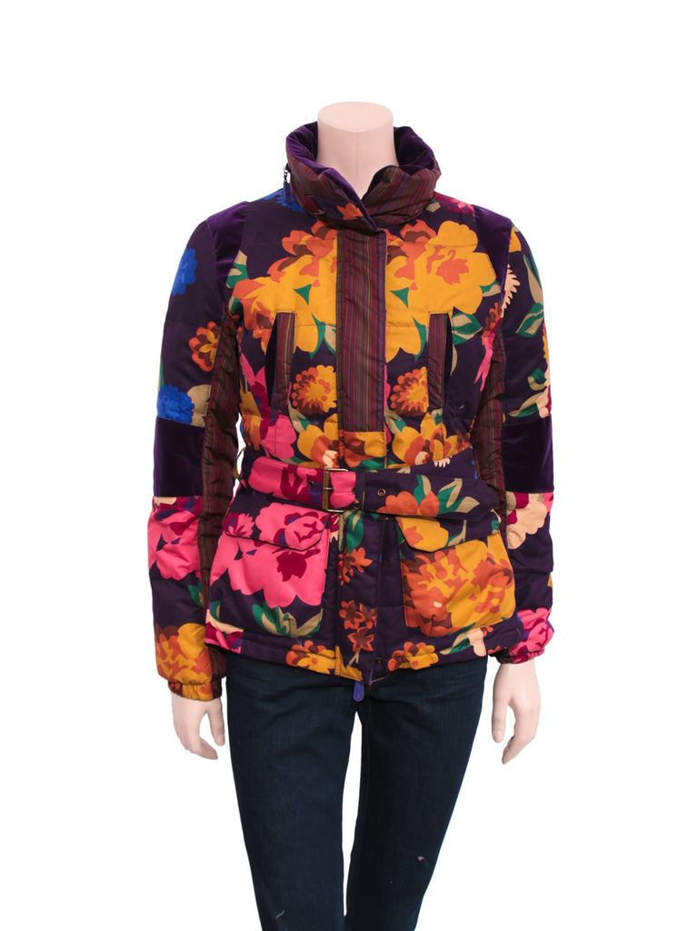 Etro Floral Velvet-Trimmed Puffer Coat
