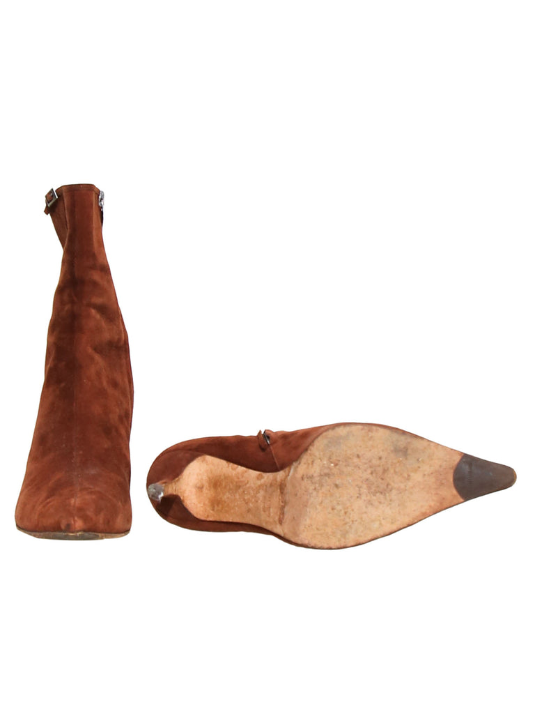 Sergio Rossi Suede Pointed Booties