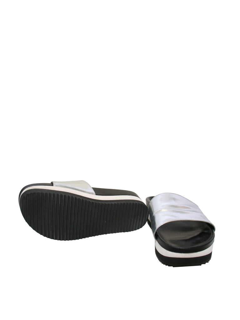 Barbara Bui Metallic Leather Slides