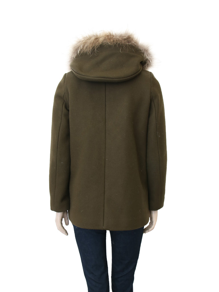 Sandro Fur-Trimmed Wool Coat