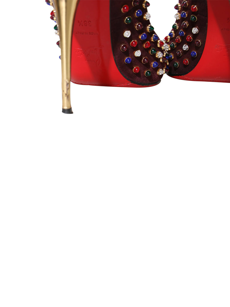 Christian Louboutin Follies Cabo 100 Embellished Suede Pumps