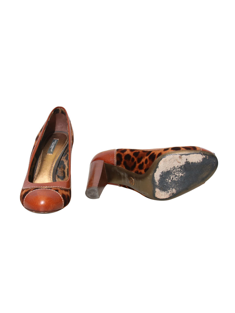 Dolce & Gabbana Leopard Print Pony Hair Pumps