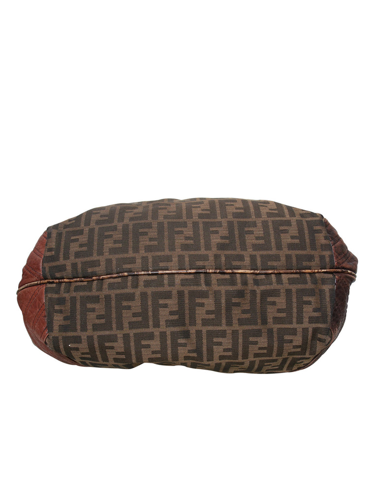 Fendi Leather-Trimmed Zucca Spy Bag