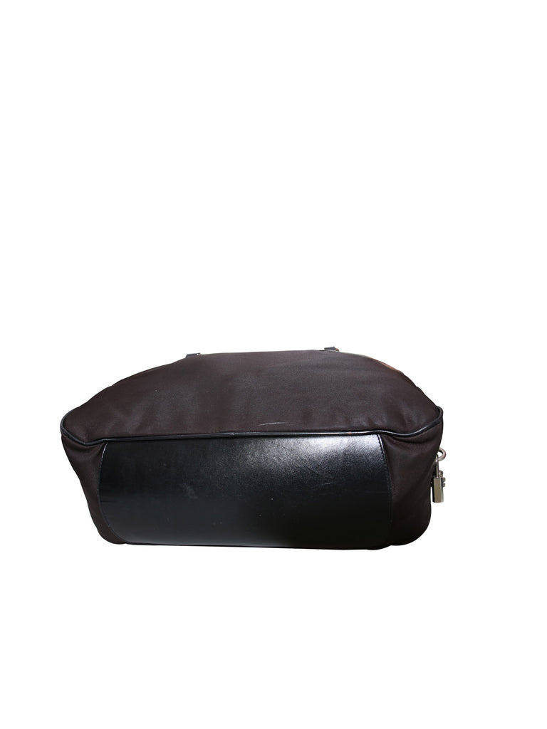 Prada Leather-Trimmed Bowling Bag