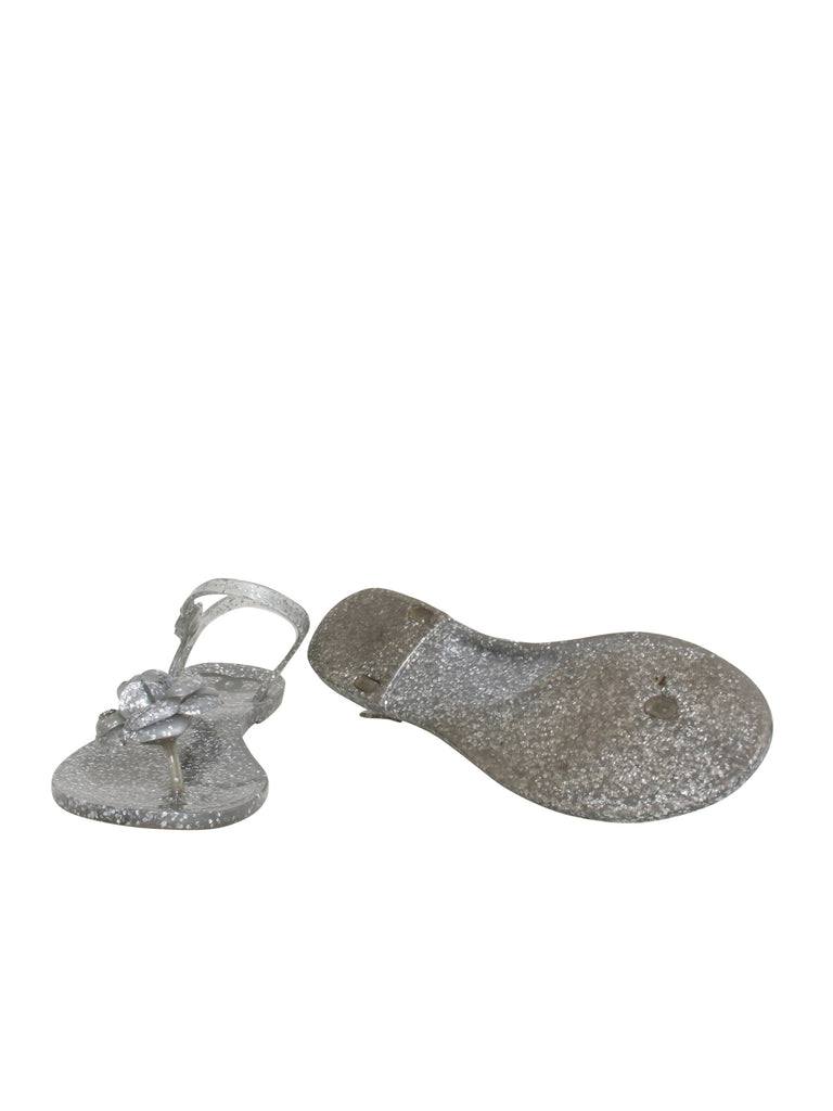 Camellia Accent Rubber Flat Sandals