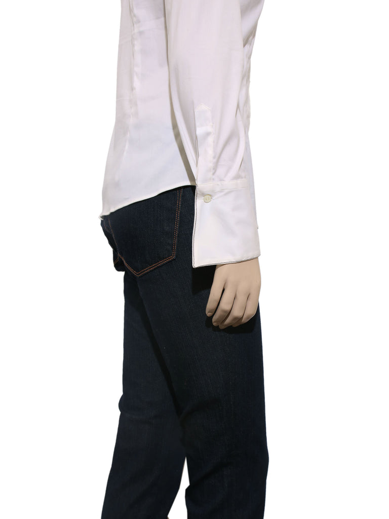 Brunello Cucinelli Monili-Trimmed Collar Shirt