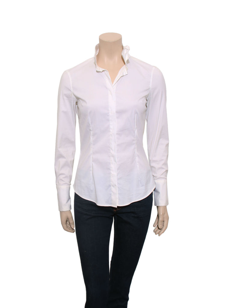 Brunello Cucinelli Monili-Trimmed Collar Shirt