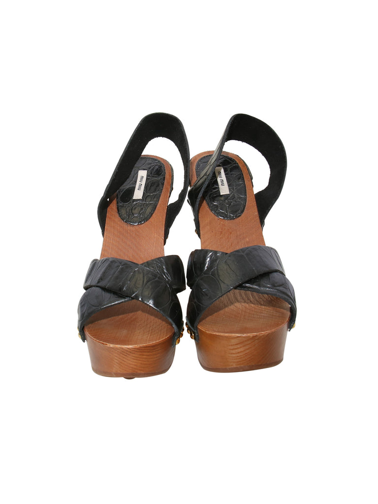 Miu Miu Platform Leather Sandals