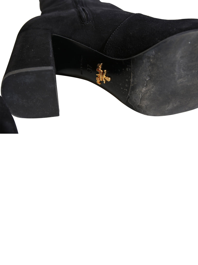 Prada Stretch Suede Knee-High Boots