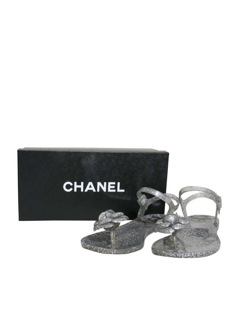 Camellia Accent Rubber Flat Sandals