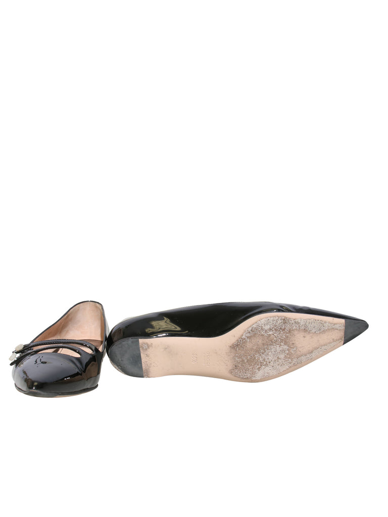Gucci Aneta Patent Leather Pointed-Toe Flats