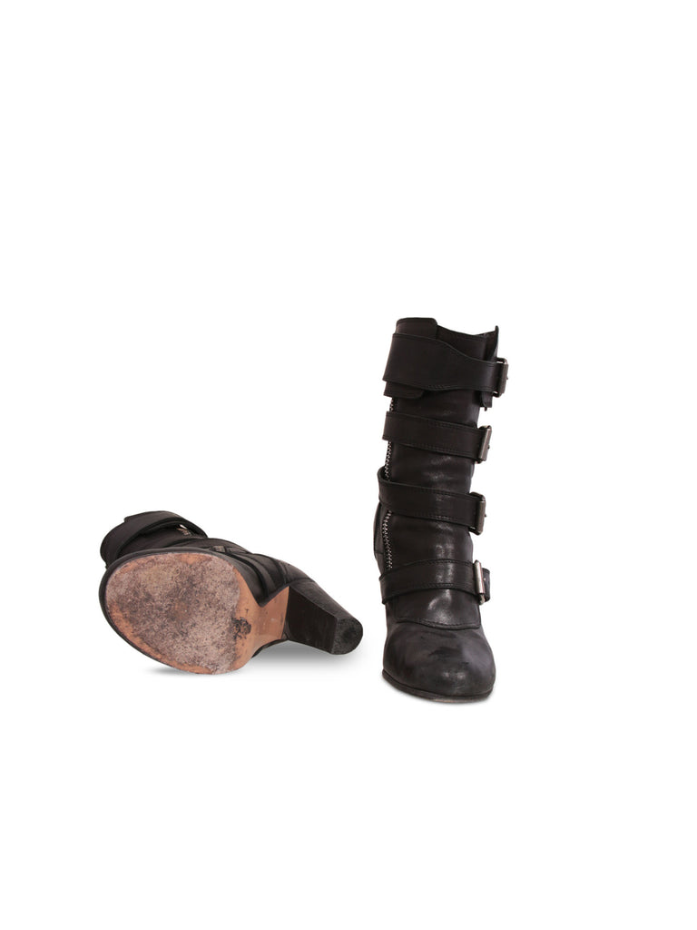 Chloe Leather Buckle Boots