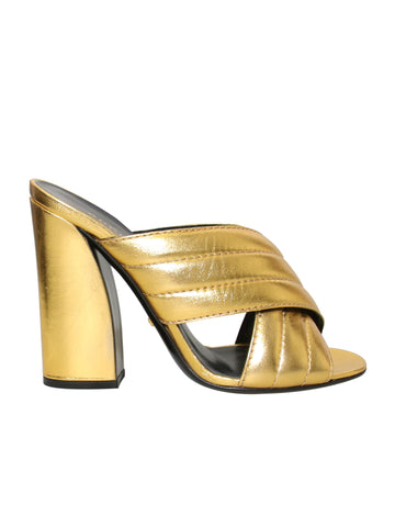 Gucci Webby Metallic Leather Sandals