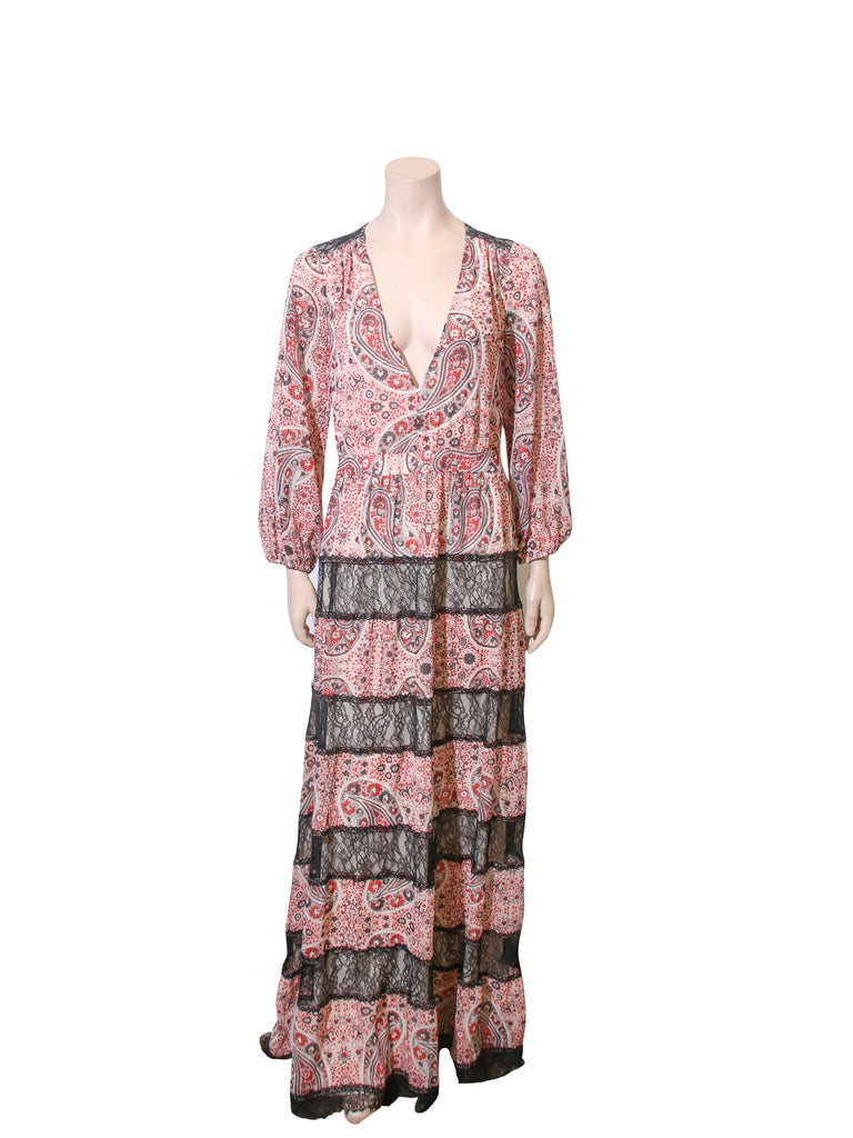 alice + olivia Printed Lace Maxi Dress