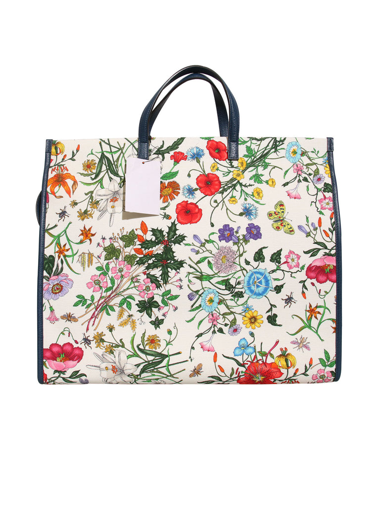 Gucci New Large Flora Canvas Tote Bag