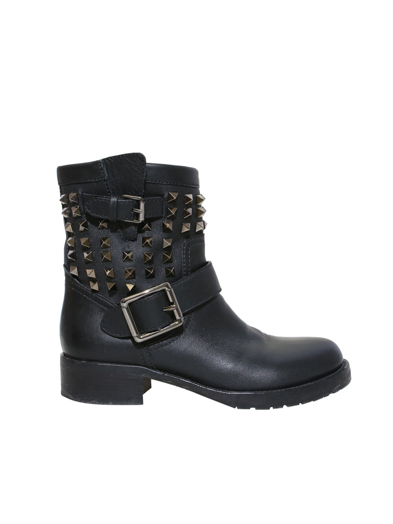 Valentino Rockstud Rolling Noir Leather Boots