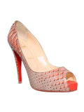 Christian Louboutin Snakeskin Peep-Toe Pumps