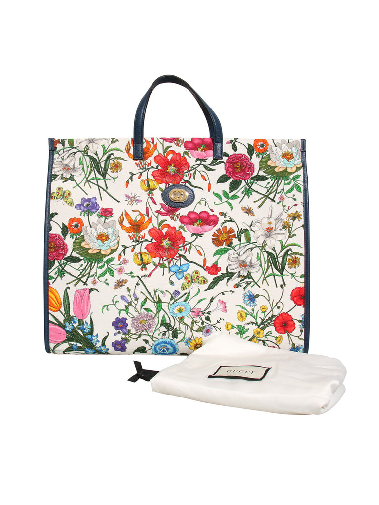 Gucci New Large Flora Canvas Tote Bag