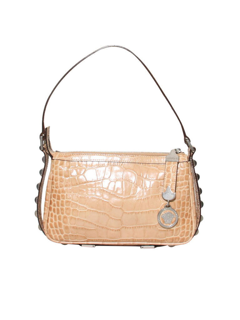 Versace Vintage Embossed Leather Shoulder Bag