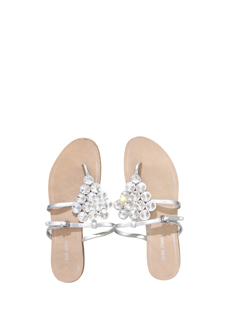 Miu Miu Embellished Flat Sandals