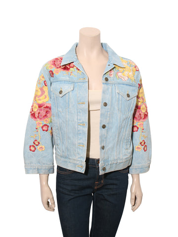 Gucci Floral Embroidered Denim Jacket