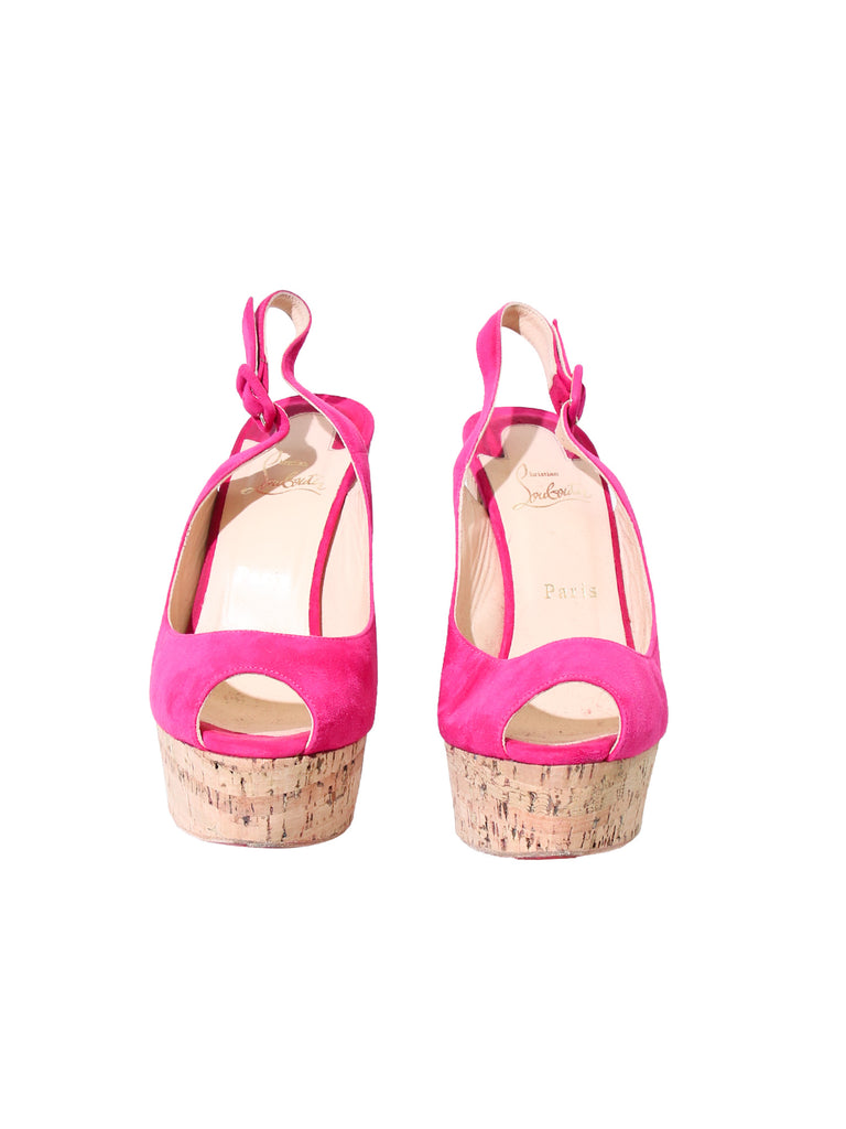 Christian Louboutin Suede Slingback Wedges