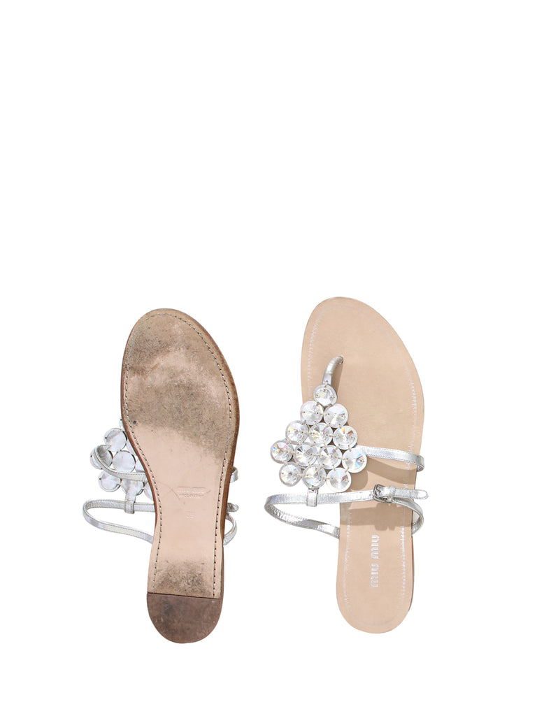 Miu Miu Embellished Flat Sandals