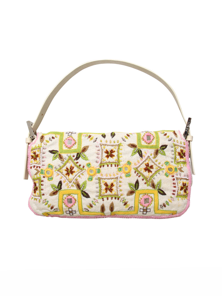 Fendi Vintage Embroidered Beaded Baguette Bag