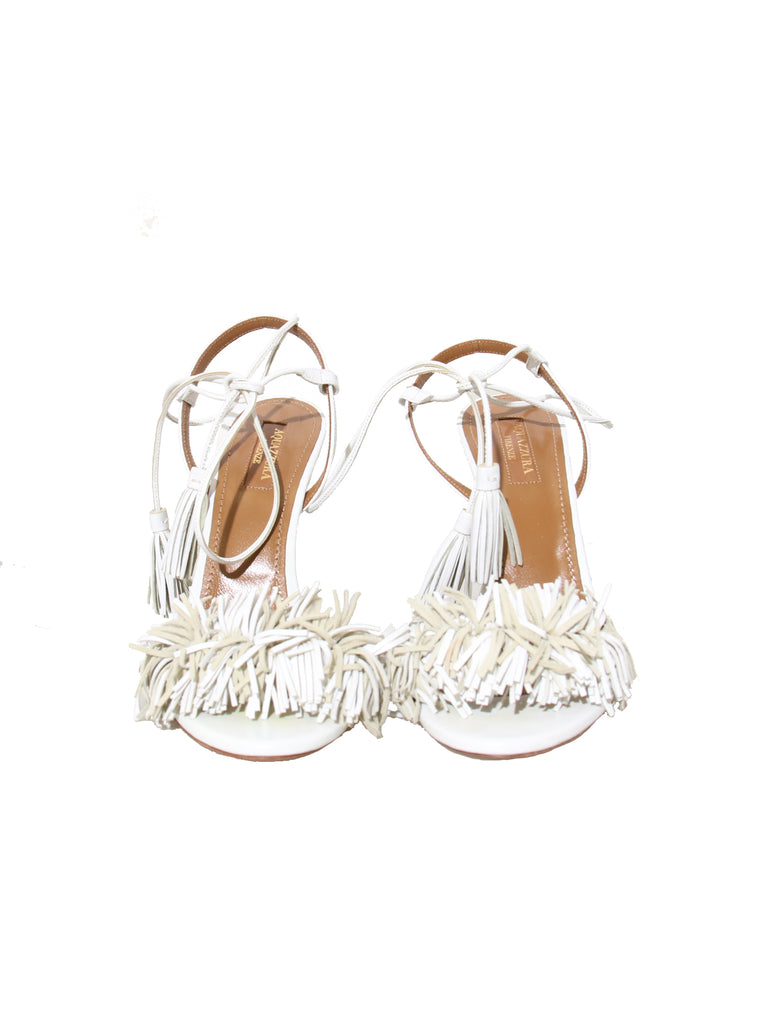Aquazzura Wild Thing 105 Fringe-Trimmed Sandals