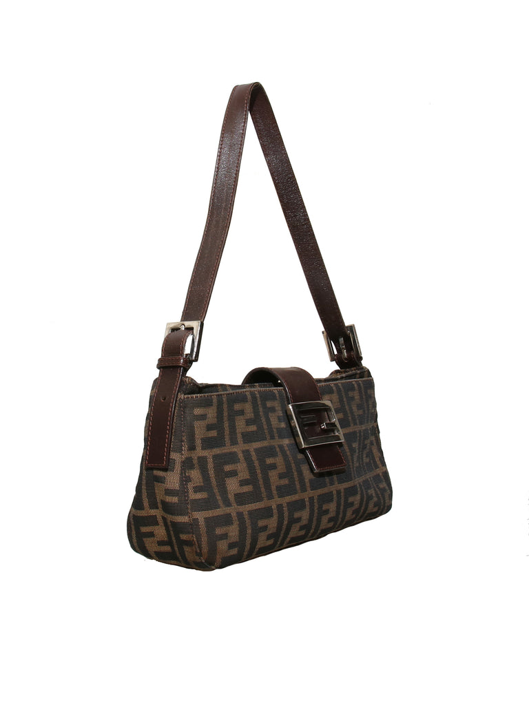 Fendi Leather Trimmed Zucca Baguette