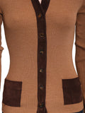 Dolce & Gabbana Suede Detail Ribbed Cardi