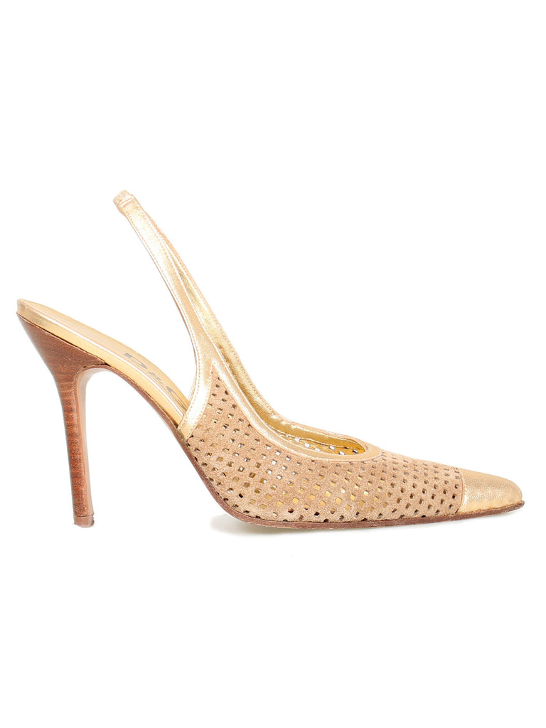 D&G Perforated Slingback Pointed Pumps