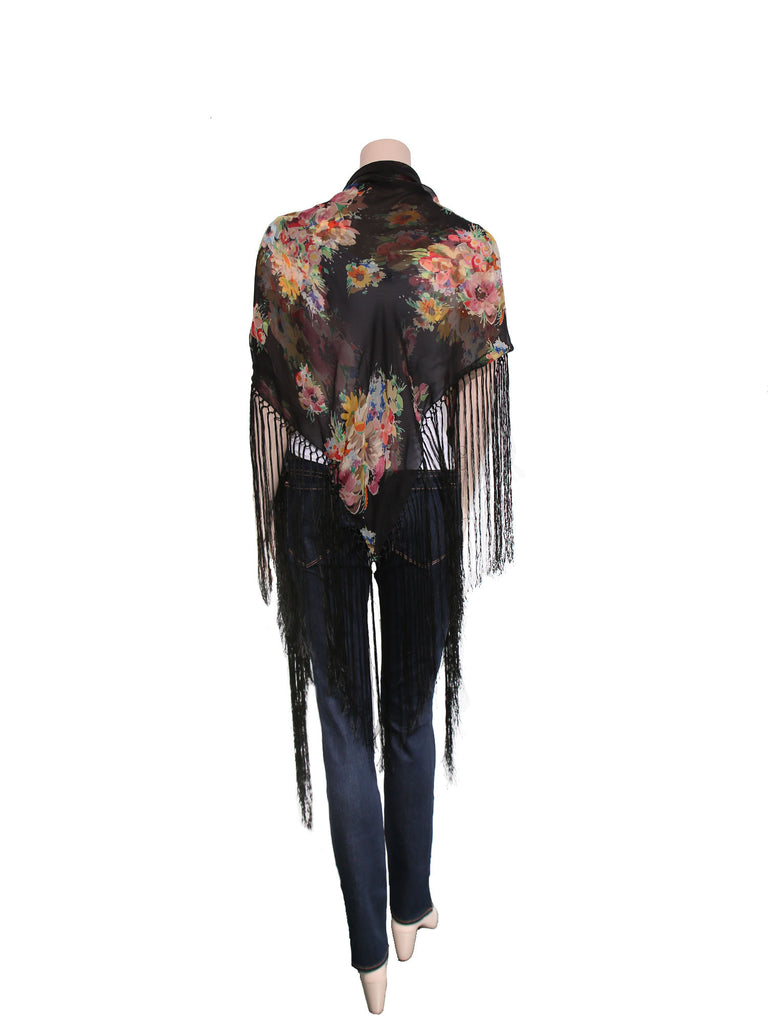 Dolce & Gabbana Floral Fringe Silk Scarf
