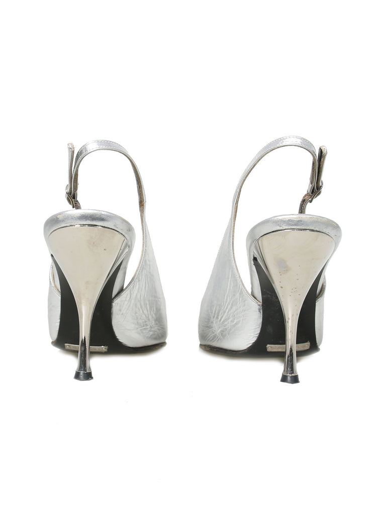 Dolce & Gabbana Metallic Leather Slingback Pumps