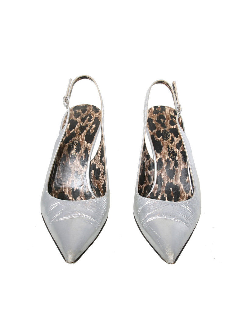 Dolce & Gabbana Metallic Leather Slingback Pumps