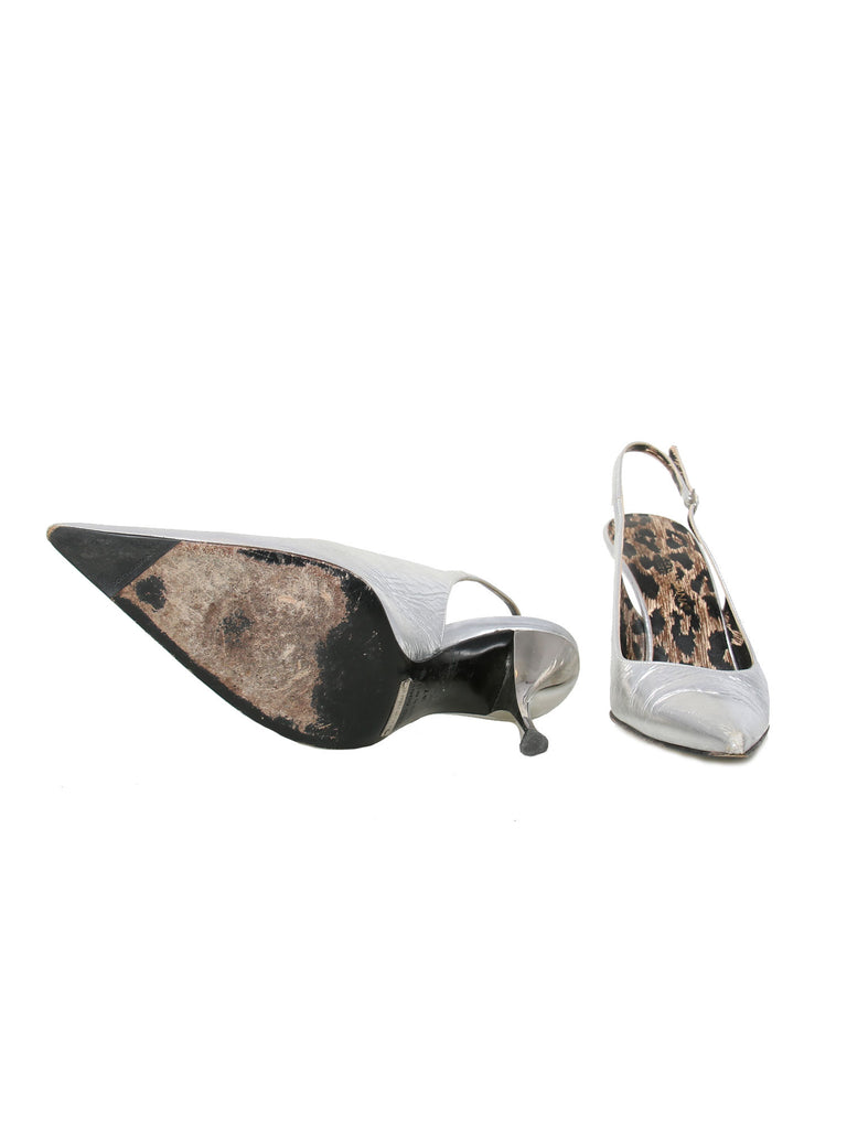 Dolce & Gabbana Metallic Leather Slingback Pumps