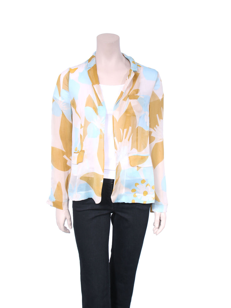 DVF Printed Silk Sheer Blazer