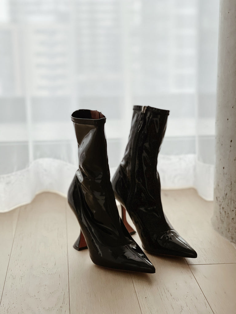 Amina Muaddi Ami Latex Sock Boots