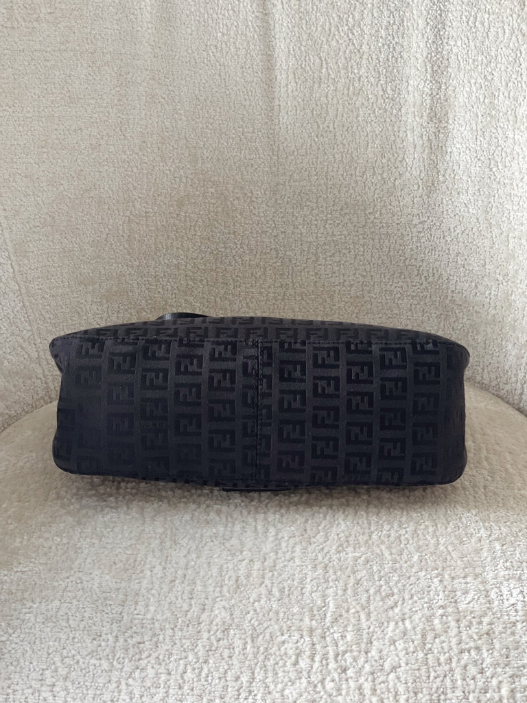 Fendi Vintage Leather-Trimmed Zucchino Baguette