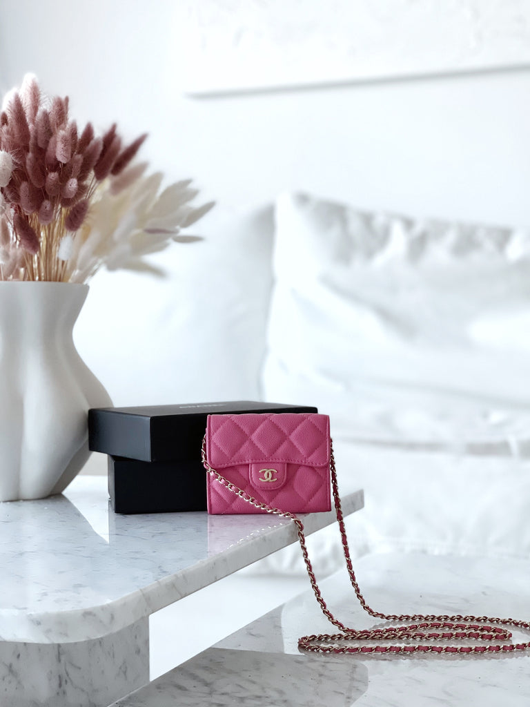 Chanel 2021 Quilted Card Holder on a Chain