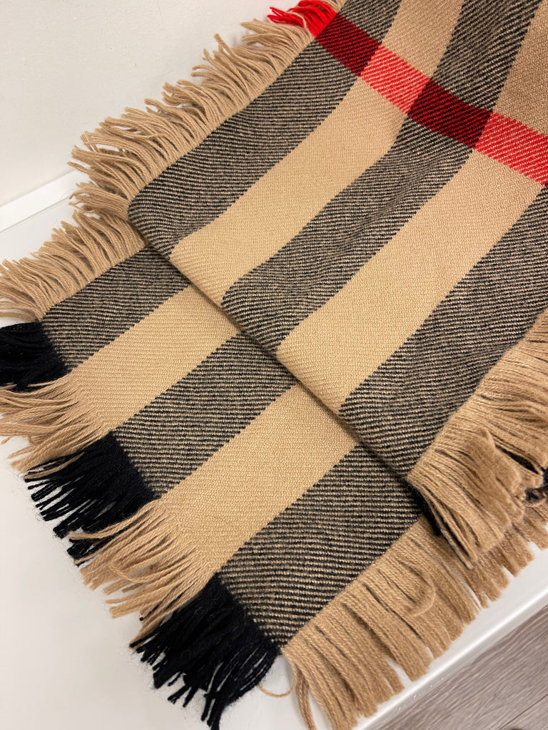 Large Wool Check Scarf