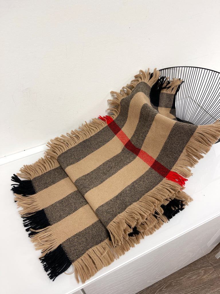 Large Wool Check Scarf