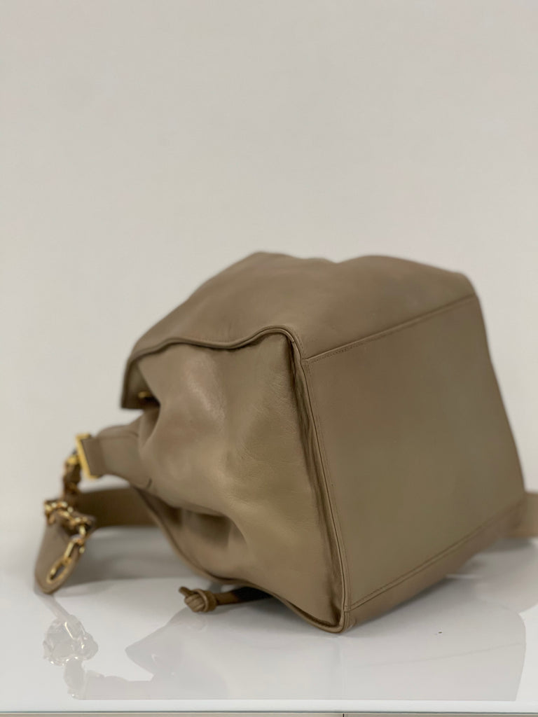 Chanel Vintage Leather CC Drawstring Bag