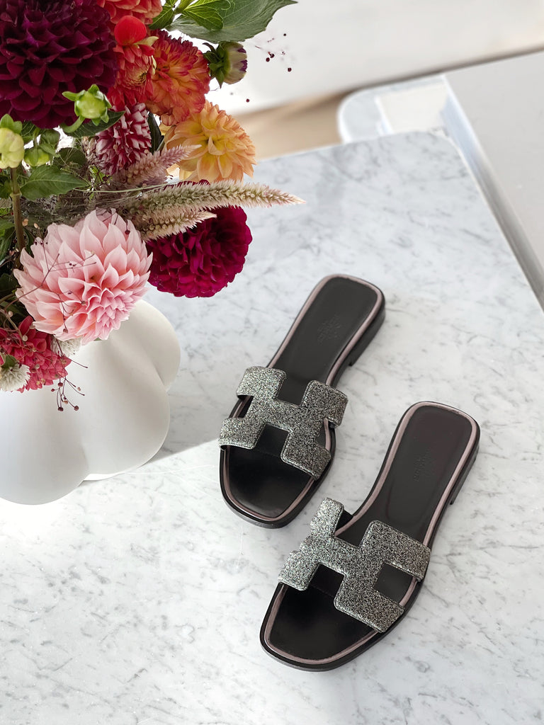 Hermes Oran Glitter Sandals