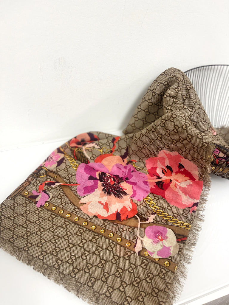 Gucci GG Floral Wool Stole